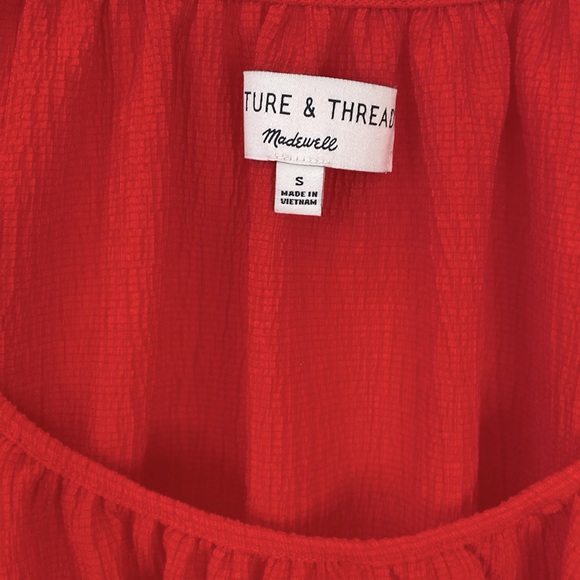 Madewell Texture and Thread Peasant Top Small Red - Picture 4 of 8